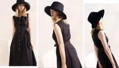 UVカット帽子　ブラック　つば広　小顔効果　レディース