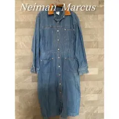 Neiman Marcus スエード襟付き デニムロングワンピース 長袖 古着