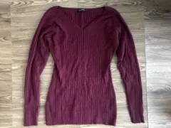 【美品】BELIVE　リブニット　【Ｖネック】ボルドー　ワインレッド　Mサイズ