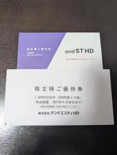 アンドエスティ and ST HD グローバルワーク 株主優待券 1500円分