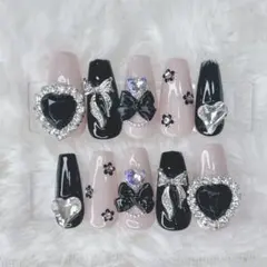 量産型 スナ系 ネイルチップ 現品 ちゅるん 韓国 ワンホン フレンチガーリー