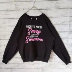 アメリカ古着スウェットトレーナープルオーバーゆるだぼブラックMブラックA107