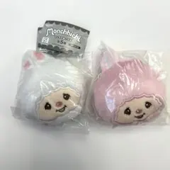 モンチッチ　フェイスぬいぐるみ　ガチャ　チムたん　ホワイト　ピンク