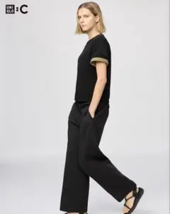 UNIQLO スウェットストレートパンツ　ブラック　S