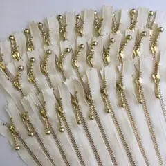 YKK 金属ファスナー 生成 30本(20cm ゴールド 玉付き)