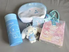 シナモンロール グッズセット ポーチ、ステンレス水筒、ぬいぐるみチャームシナモン