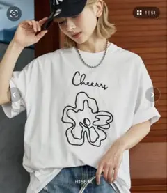 PUBLUX フラワー刺繍 Tシャツ ホワイトのサムネイル