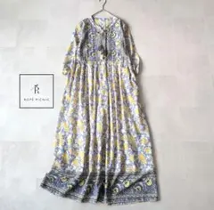 美品】FIKA. ボタニカルストライプ インド綿 フレアワンピース - メルカリ