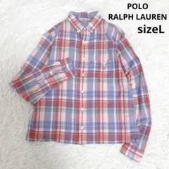 ラルフローレン マドラスチェック ボタンダウンシャツ 春カラー レディースL