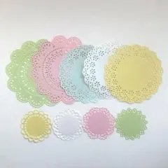 [100]5色のレースペーパーセット30枚　コラージュ素材ダイカット