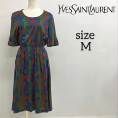 【希少】イヴサンローラン ヴィンテージ ワンピース M 福助製 YSL 総柄のサムネイル