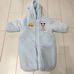 ミッキー刺繍 水色フリースコート 50-70cm