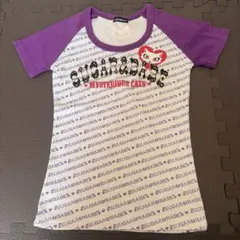 半袖Tシャツ　猫　おしゃれなネコ　紫