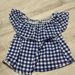 ZARA ギンガムチェック オフショルダーシャツ 11/12