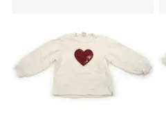 Petit main ハート　ビーズ　スパンコール　トレーナー　長袖カットソー