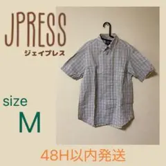 ジェイプレス ボタンダウン チェックシャツ ライトブルー イエロー ブラウンMのサムネイル