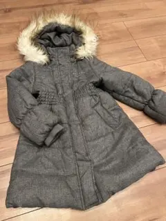 グレー 中綿コート ファー付きフード