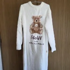 ジェラートピケ シュタイフ パウダージャガードワンピース ルームウェア ホワイト