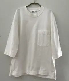 ユニクロユー　クルーネックTシャツ（7分袖）ホワイト コットン