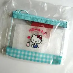 レトロ ハローキティ カラビナ付き クリアポーチ ギンガムチェック
