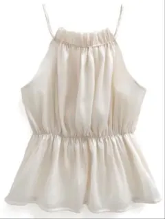 ホルターネックオーガンジーペプラムトップス(GRL)