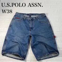 U.S.POLO ASSN. デニムハーフパンツ W38 極太 バギー ブルーのサムネイル