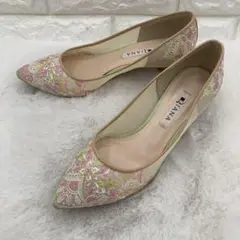 【美品】ダイアナ ポインテッドトゥ パンプス レース柄 メッシュ 22.5 美脚