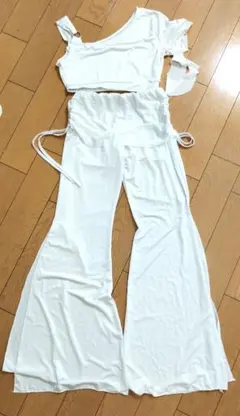 ホワイト　ベリーダンス　レッスン着　パンツ