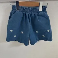 花刺繍デニムハーフパンツ 130cm