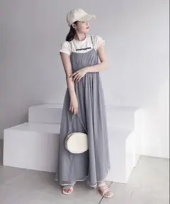 チュールフレアキャミワンピース　Heather グレー