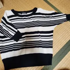 CECIL McBEE ストライプ 五分袖ニット
