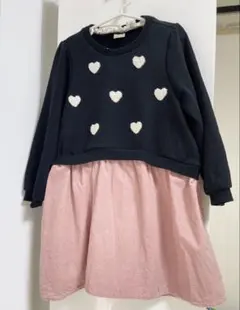 プティマイン ハート刺しゅう切り替えワンピース