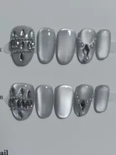 A2シルバーメタリックネイルチップ Sサイズ10個セット