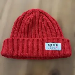 SISTER JENNI 赤 ニット帽 約20cm幅Mサイズ