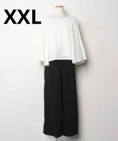 パンツドレス 結婚式 フォーマル ケープ パーティー　セットアップ　2XL