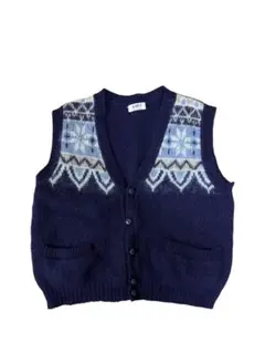 KATLA ネイビー フェアアイル柄 ベスト