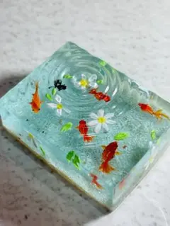 （金魚※白いお花）レジンアート※オブジェ