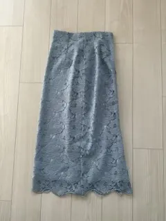 ブルー レース タイトスカート オフィス用 美品 元値8000円ほど