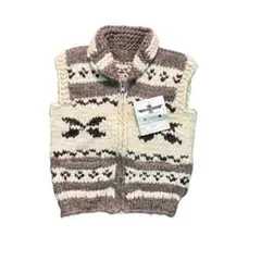 7AS2【THUNDERBIRD】カナダ製　カウチン　ニットベスト　古着used