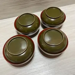 カ*ア様 和製　アンティーク　江戸～明治　輪島塗　青漆　お吸い物椀　4客セット