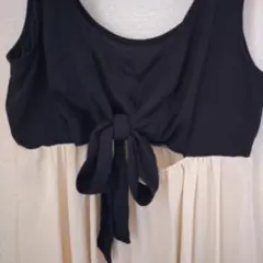 INGNI リボン付きノースリーブチュニック 黒とベージュ