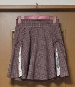 axes femme チェック柄 フレアスカート レースアップ