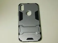 ★新品★２層構造ケース　軽量カバー（ｉＰｈｏｎｅＸ用）シルバー・スタンド付き