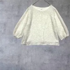 【グラシア】 七分袖ブラウス レース フェミニン　シャツ　 上品 白 Mのサムネイル
