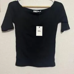 GRL ブラック オフショルテレコリブトップス　値下げ品