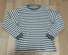 無印 ストライプ 長袖カットソー Mサイズ グレー