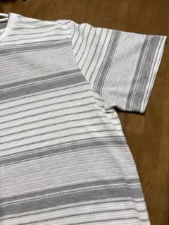 TAKA:Q ボーダー 半袖カットソー グレー