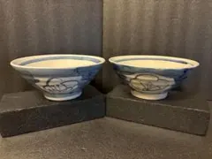 手書き　ラーメンどんぶり　ラーメン鉢　２客　銘ありのサムネイル