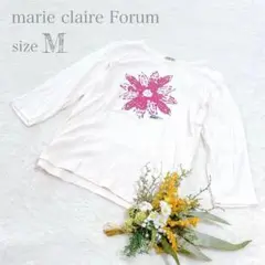 【マリクレールフォーラム】 ロンＴ 7分袖 花柄プリント ピンク M