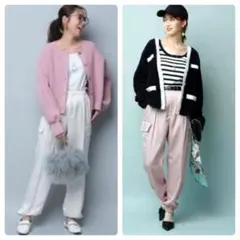 JUSGLITTY新品紙タグ付き⭐️マットサテンワークパンツカーゴイージーパンツ JUSGLITTY新品紙タグ付き⭐️マットサテンワークパンツカーゴ